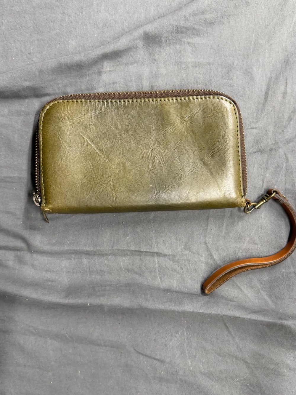 Patricia Nash Olive Green Leather Zip Around Continental Wallet Flos Logo Clutch